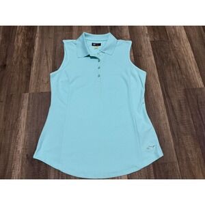 Greg Norman Size Small S/P Play Dry‎ Women's Golf Polo Shirt Sleeveless Blue